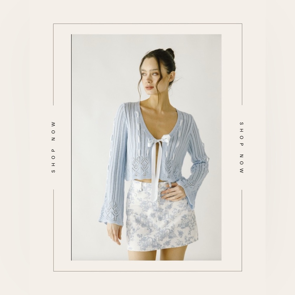 Baby blue laced ribbon cardigan